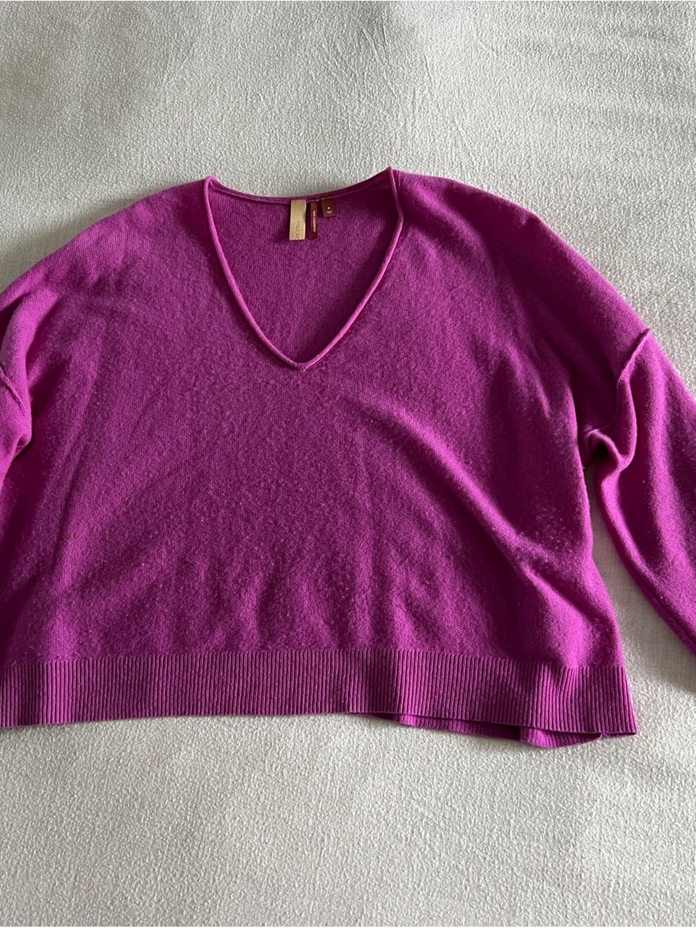 Pilcro V-Neck Sweater in Magenta